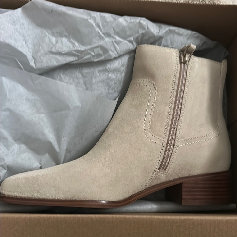 Cole Haan Cream Ankle Booties with Side Zipper